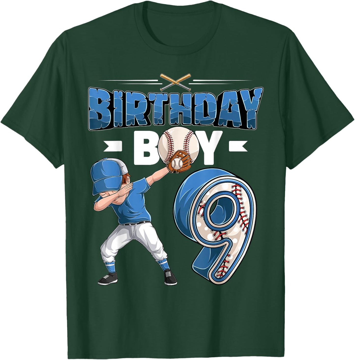 Dabbing boy 9 Year Old Baseball Player 9th Birthday Party T-Shirt - T-Shirt | Forest