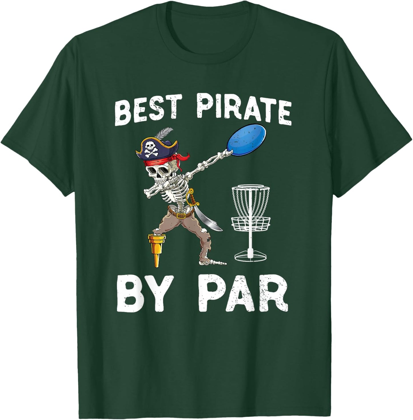 Funny Disc Golf Pirate Skeleton Halloween Frisbees Disk Golf T-Shirt - T-Shirt | Forest