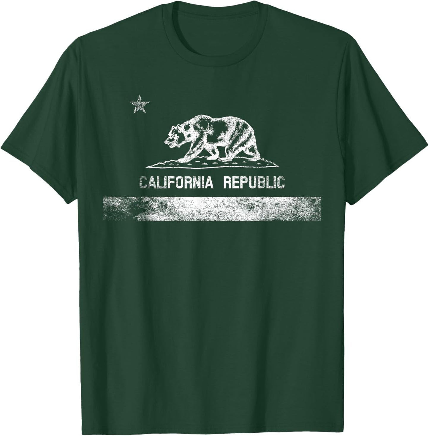 California State Flag Grizzly Bear Cali Distressed White T-Shirt - T-Shirt | Forest