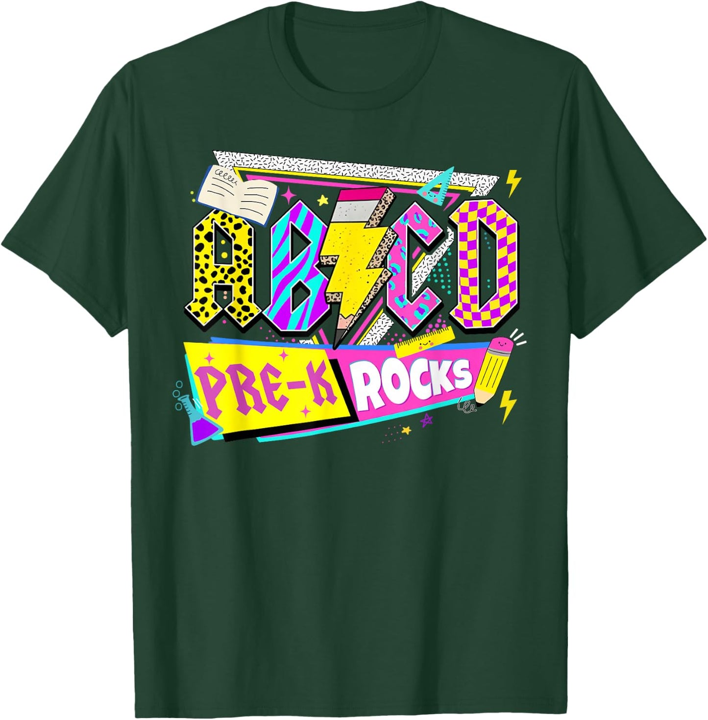 ABCD Pre-K Rocks Back To School PreK Kindergarten Teacher T-Shirt - T-Shirt | Forest