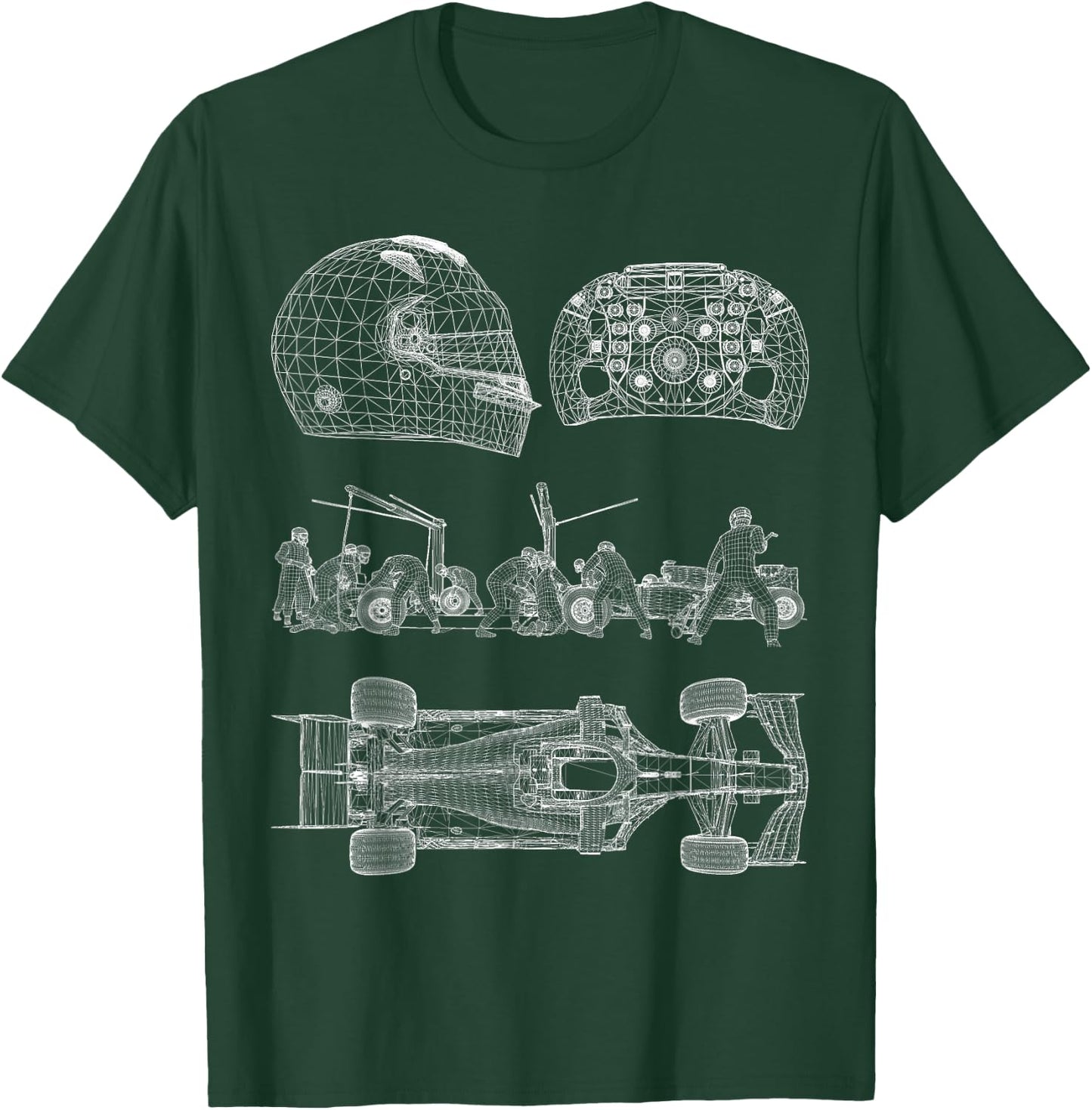 Blueprint Racing car Formula top driver wheel team helmet w T-Shirt - T-Shirt | Forest