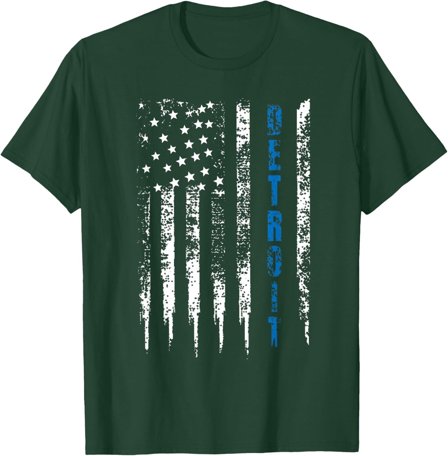 Thin Line Blue Detroit Distressed National Police Week T-Shirt - T-Shirt | Forest