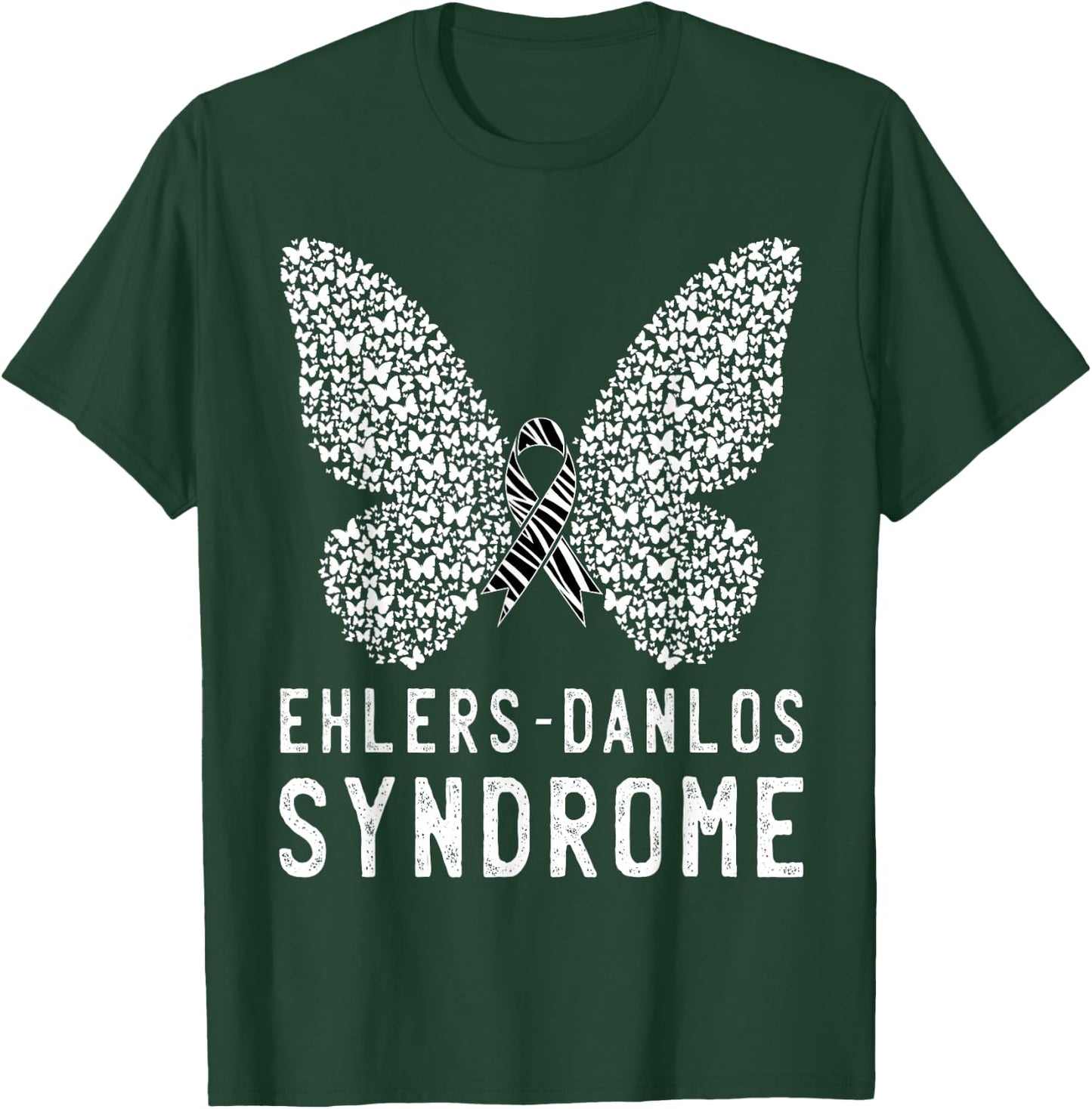 Butterfly Ehlers-Danlos Syndrome EDS Awareness Zebra Ribbon T-Shirt - T-Shirt | Forest