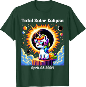 Solar Eclipse 2024 Total Eclipse April 8th 24 Unicorn T-Shirt - T-Shirt | Forest