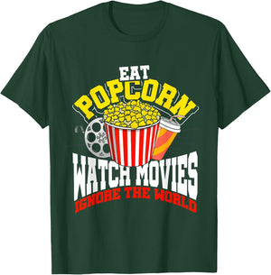 Retro Movie Night Gift Film Food Lover Popcorn T-Shirt - T-Shirt | Forest