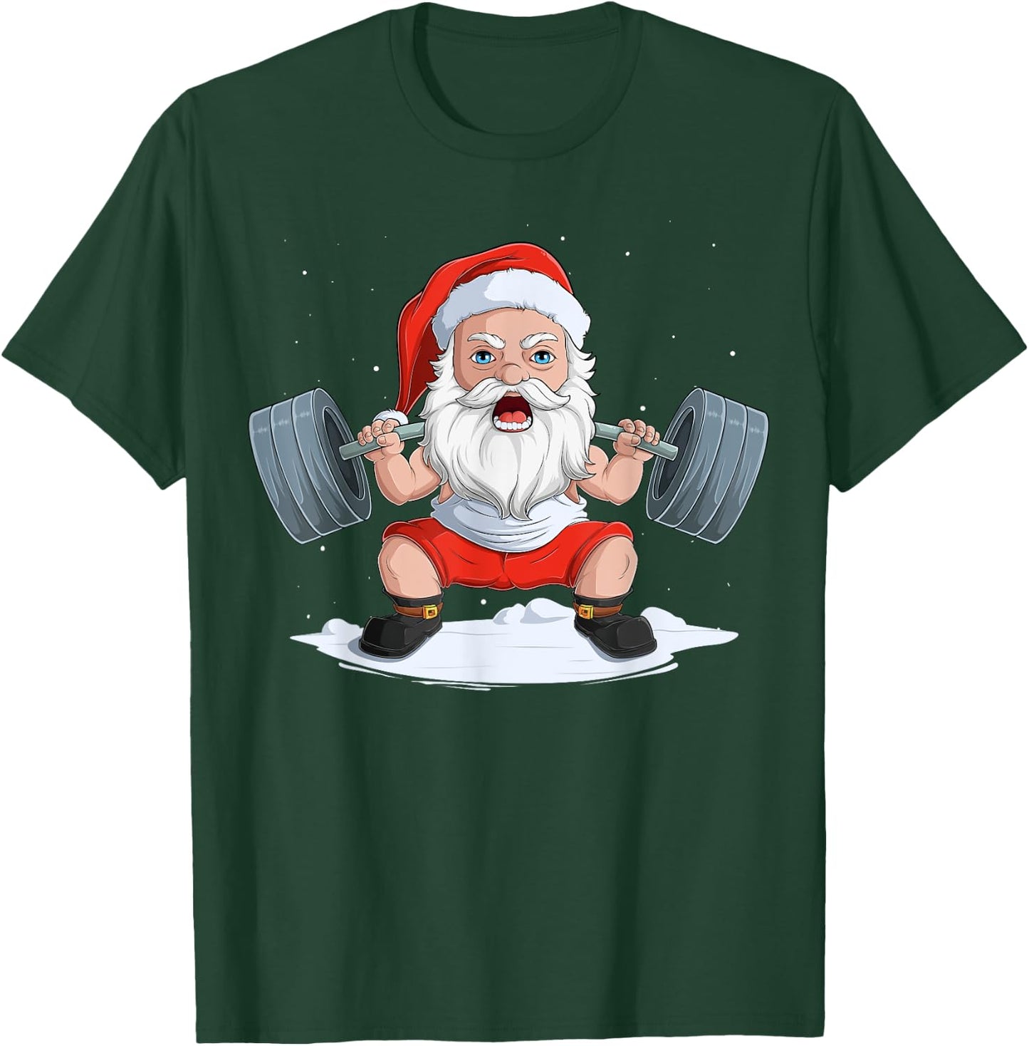 XMAS Christmas Santa Claus Weight Lifter Powerlifting T-Shirt - T-Shirt | Forest