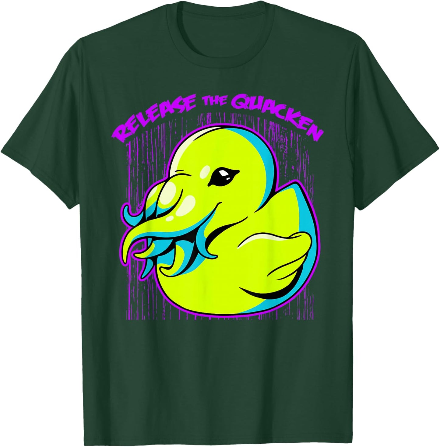 Release The Quacken Rubber Duck Cryptid Kraken T-Shirt - T-Shirt | Forest