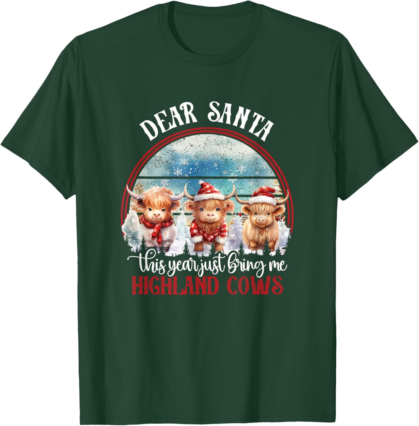 Highland Cow Cattle Xmas Santa Claus Christmas Highlander T-Shirt - T-Shirt | Forest