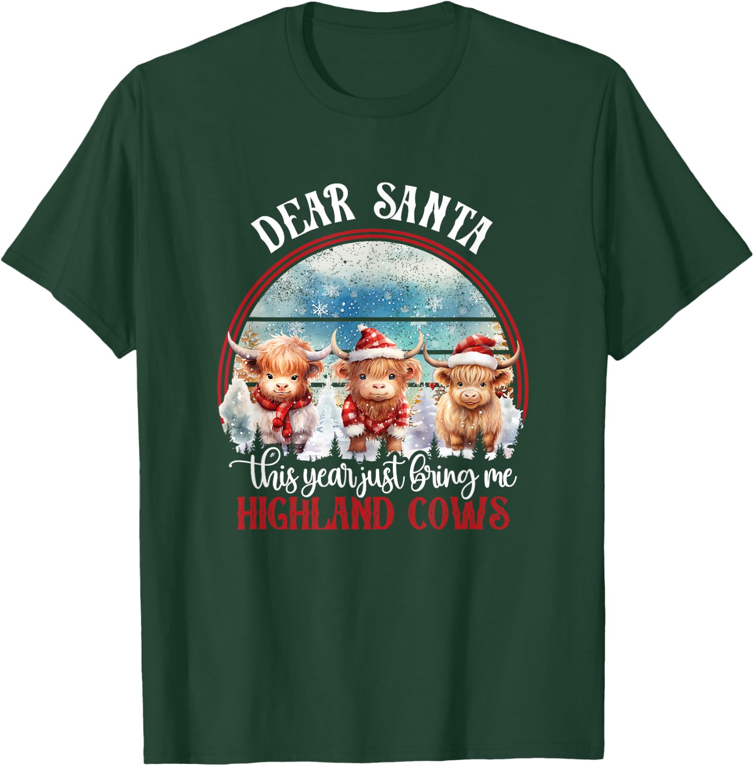 Highland Cow Cattle Xmas Santa Claus Christmas Highlander T-Shirt - T-Shirt | Forest
