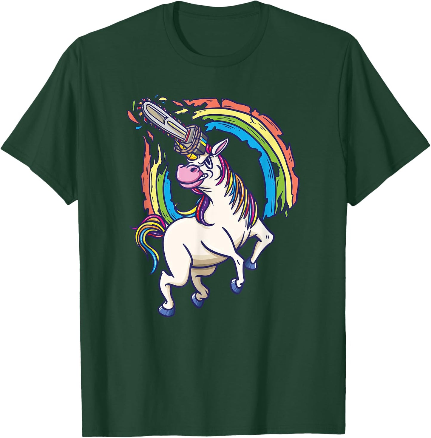 Chainsaws unicorn comes to kill fun gift T-Shirt - T-Shirt | Forest