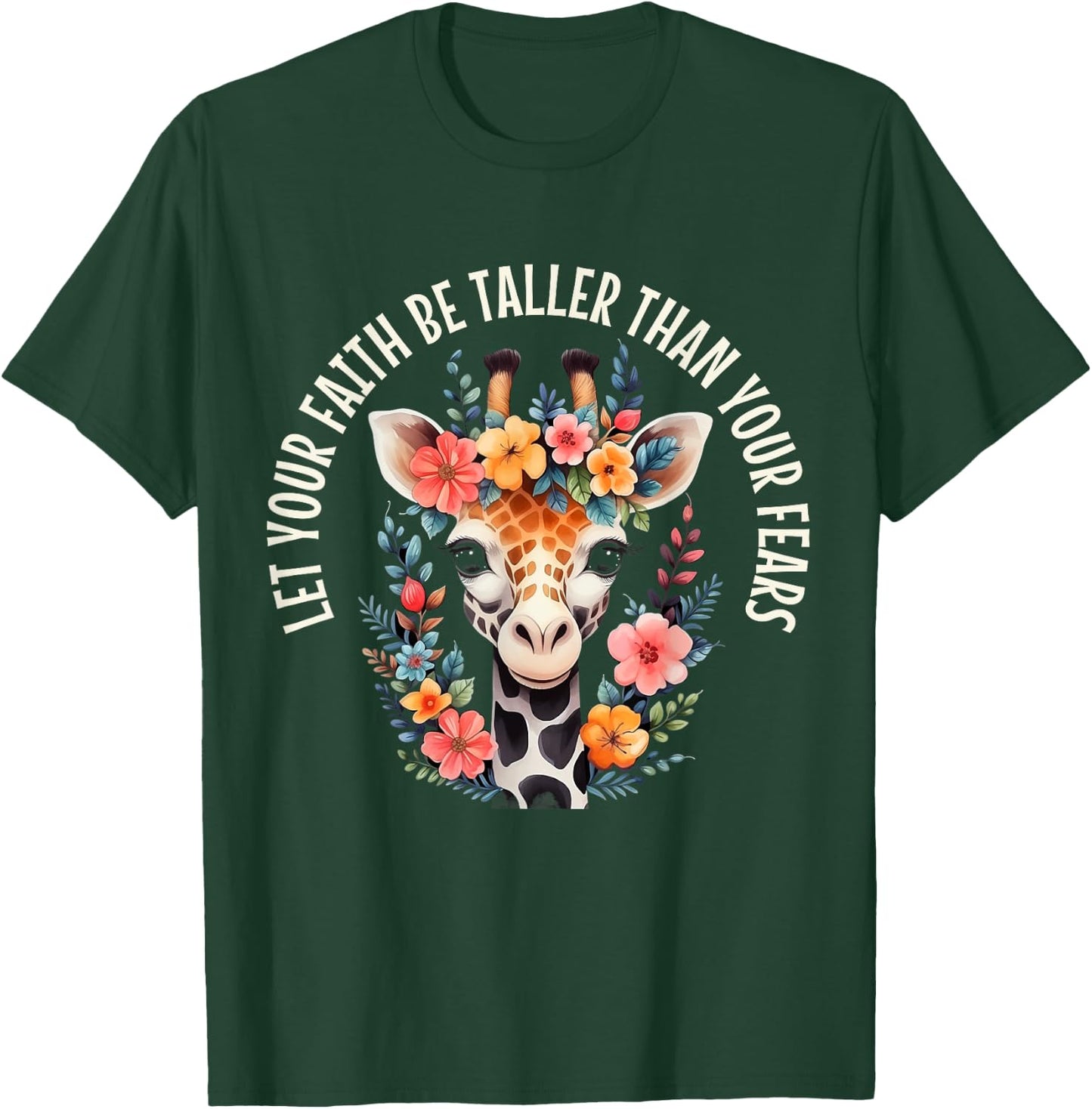 Giraffe Lover Christian Faith Bible Verse Quote Flowers T-Shirt - T-Shirt | Forest