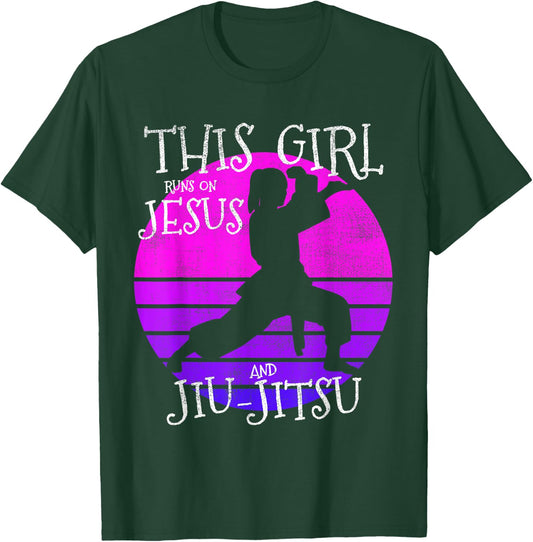 This girl runs on Jesus and Jiu Jitsu shirt T-Shirt - T-Shirt | Forest