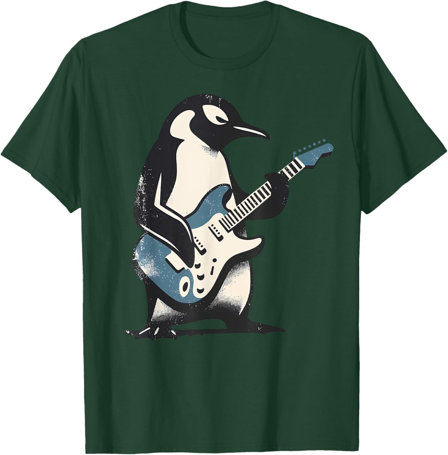 Cool Penguin Playing Guitar Music Lover Penguin Guitar Funny T-Shirt - T-Shirt | Forest