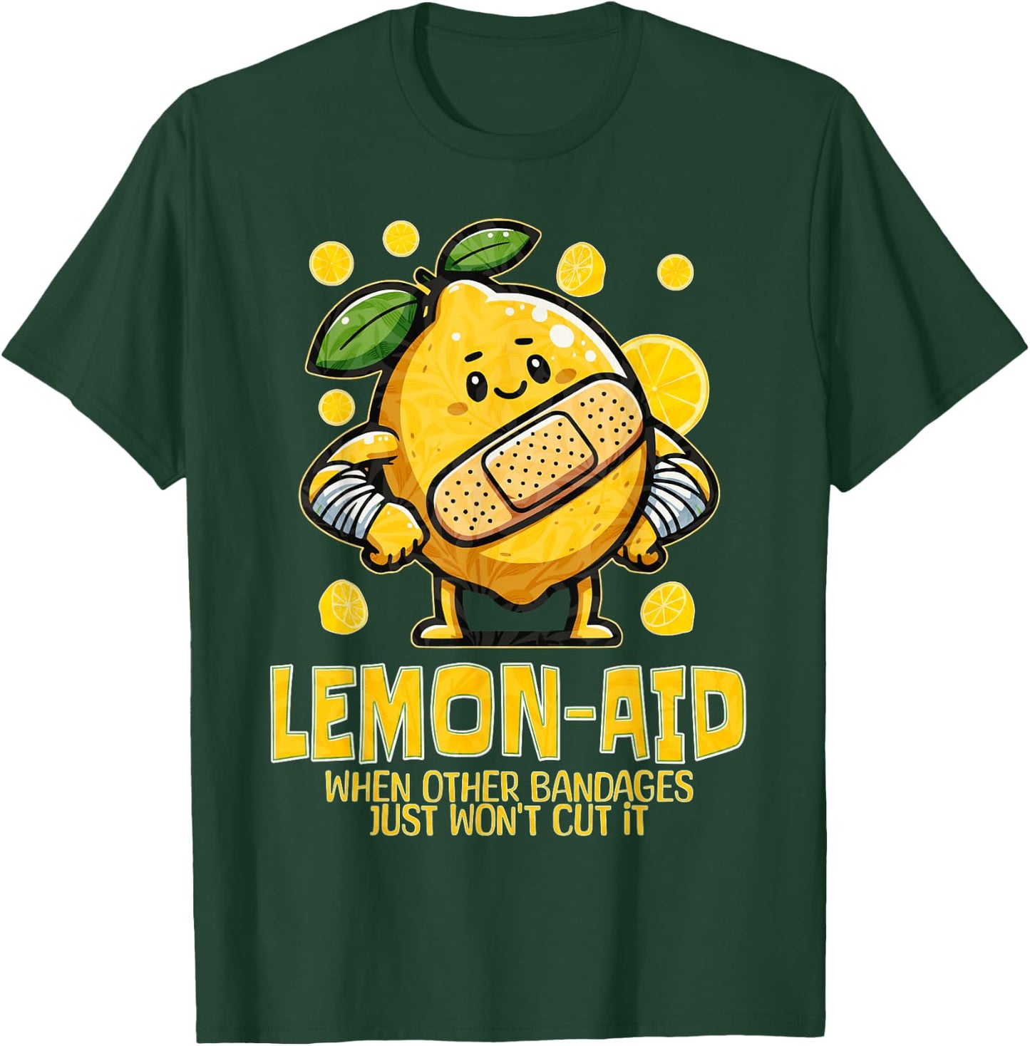 Lemon Aid Funny Lemonade Pun Life Bandage for Citrus Cute T-Shirt - T-Shirt | Forest