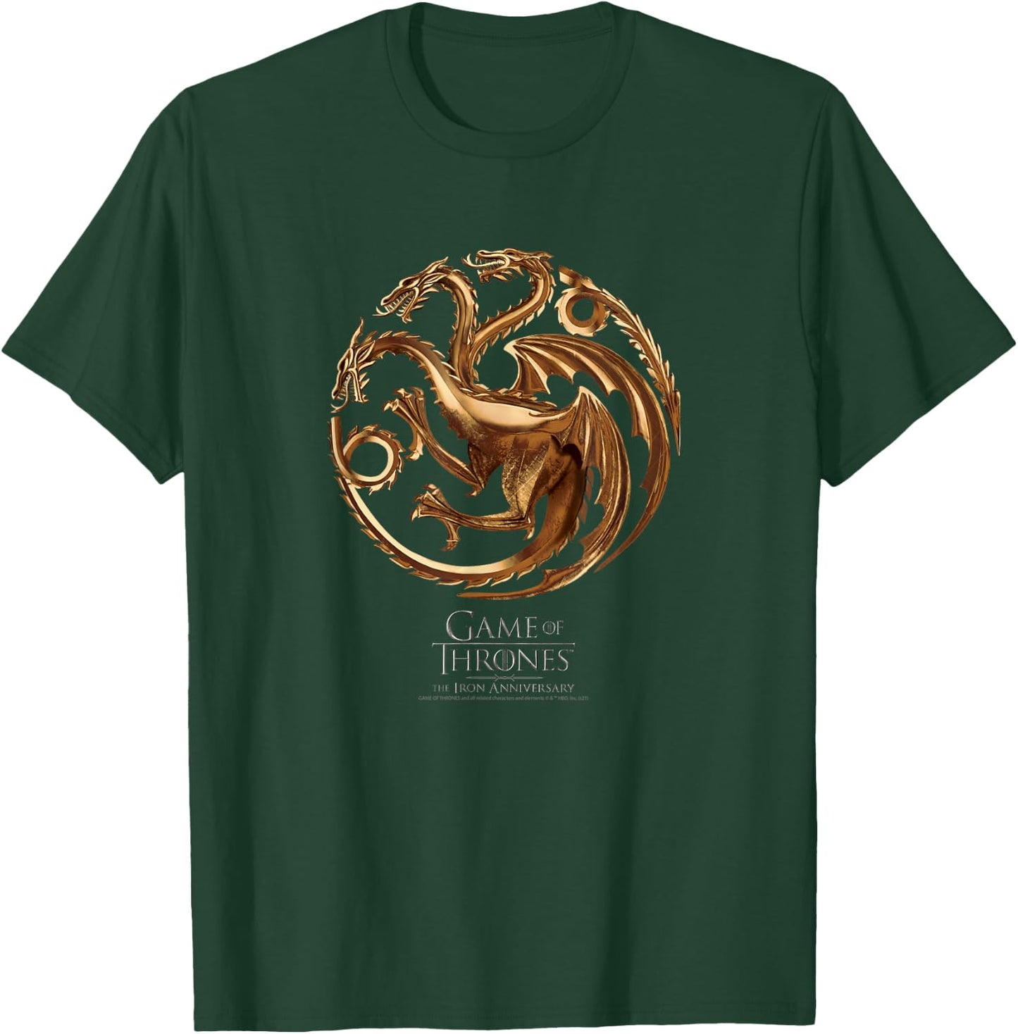 Game Of Thrones Iron Anniversary Dragon Logo T-Shirt - T-Shirt | Forest