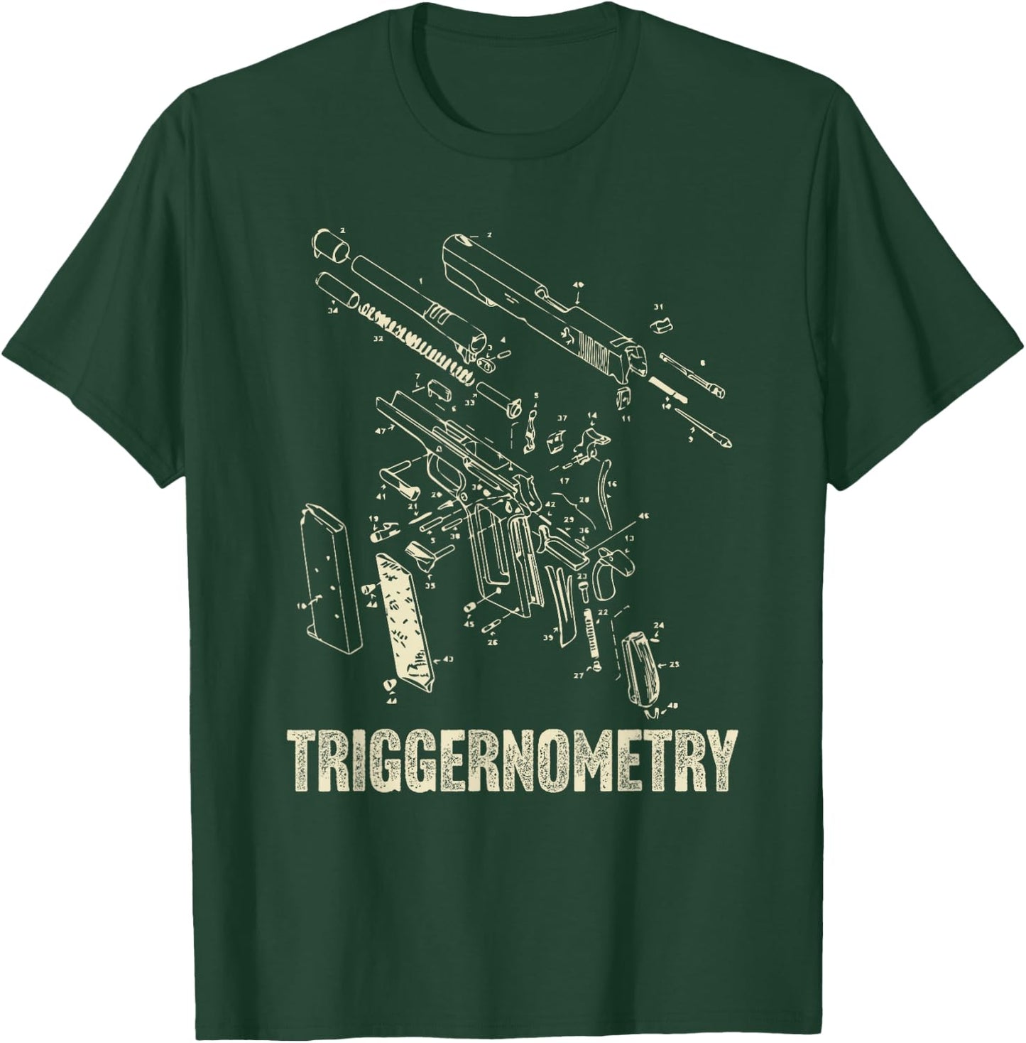 Triggernometry 2A 2nd Second Amendment Patent Drawing T-Shirt - T-Shirt | Forest