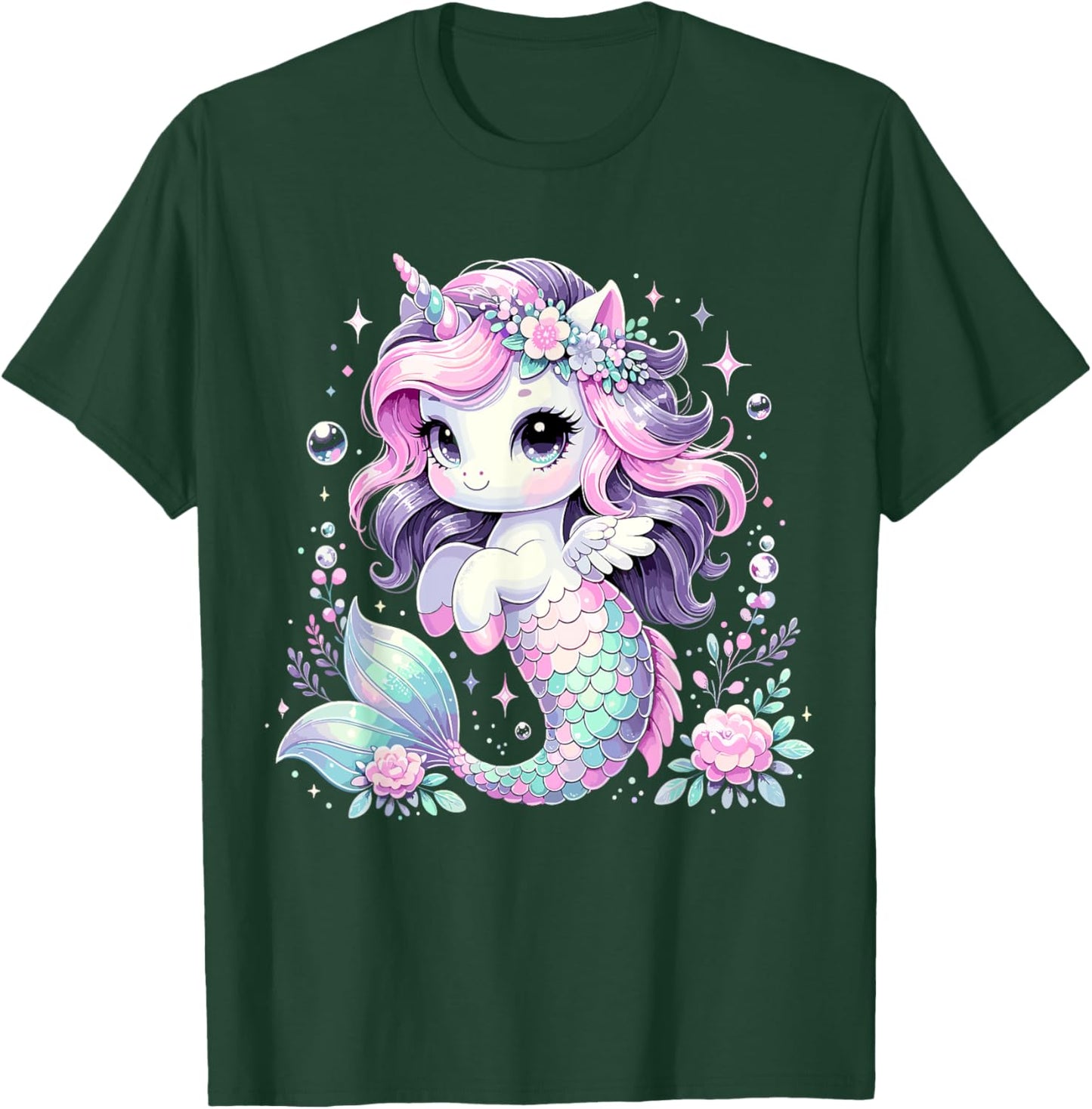 Unicorn Mermaid Birthday Party Mermicorn T-Shirt - T-Shirt | Forest