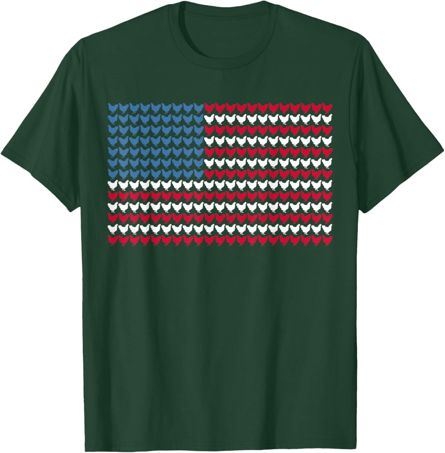 Chicken Patriotic Farmers 4th Of July Chicken American Flag Kids Men T-Shirt - T-Shirt | Forest