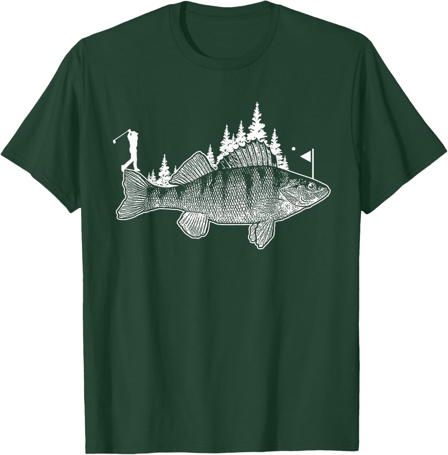 Walleye Fishing Gift Golf Fan Fish Golfing Fisherman Golfer T-Shirt - T-Shirt | Forest