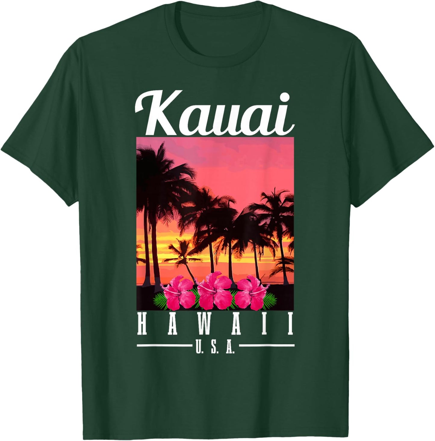 Kauai Hawaii Aloha Hawaiian Islands Surfer Souvenir T-Shirt - T-Shirt | Forest