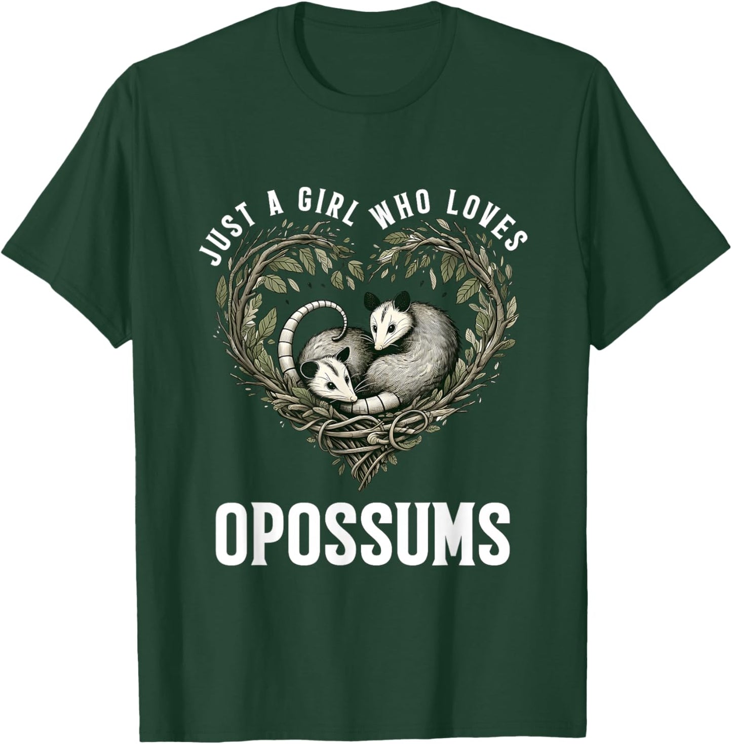 Just Girl Who Loves Opossums I Love Possums Wild Animal T-Shirt - T-Shirt | Forest