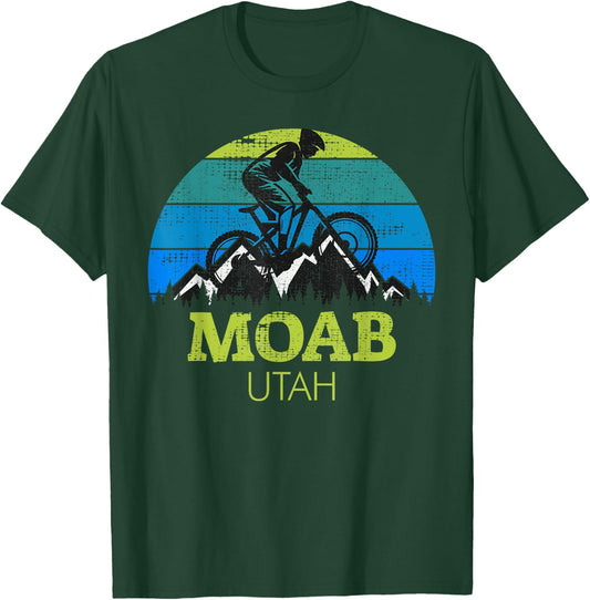Moab Utah Mountain Biking MTB Retro Sunset T-Shirt - T-Shirt | Forest