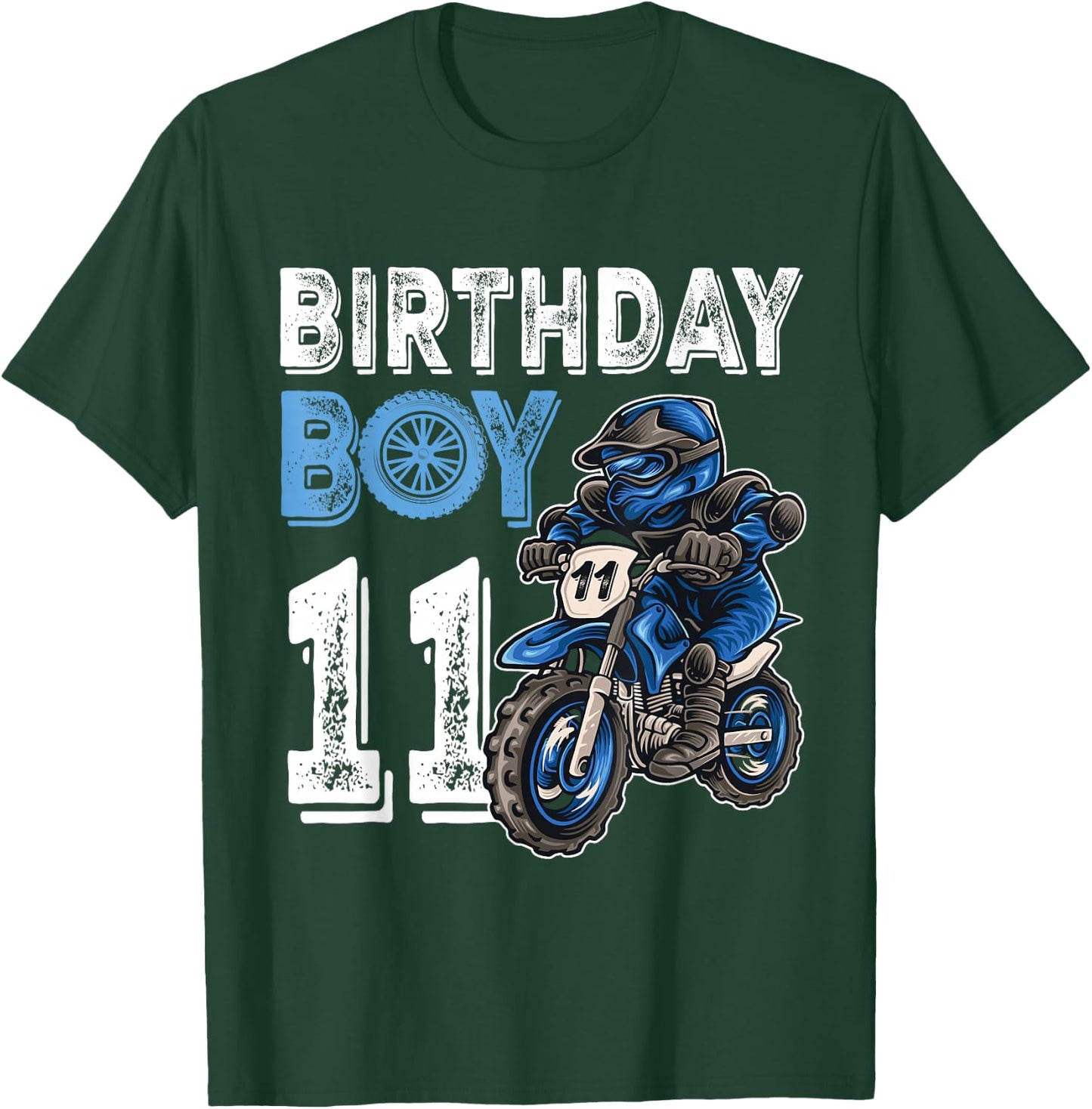 Motocross MX 11th Gift 11 Year Old Dirt Bike Birthday Party T-Shirt - T-Shirt | Forest