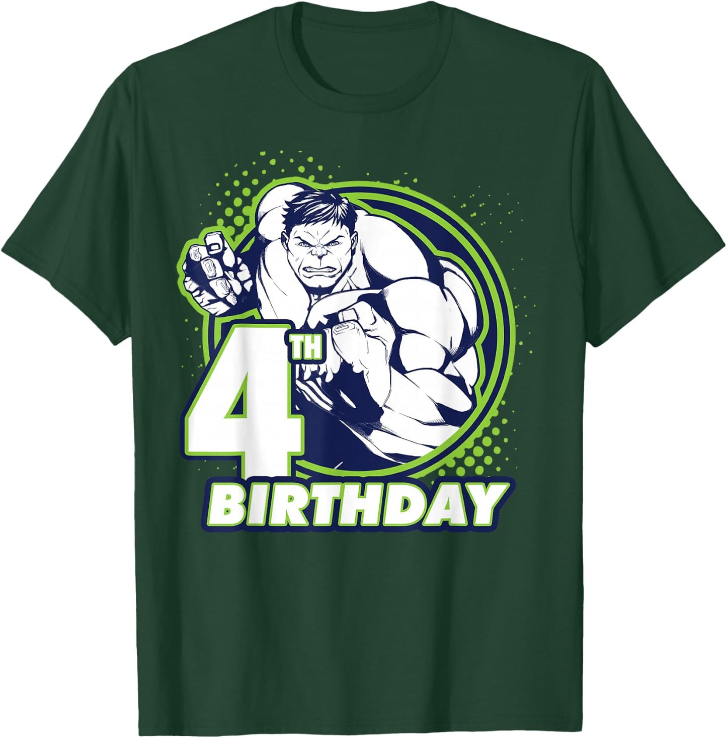 Marvel Avengers Hulk 4th Birthday Badge T-Shirt - T-Shirt | Forest