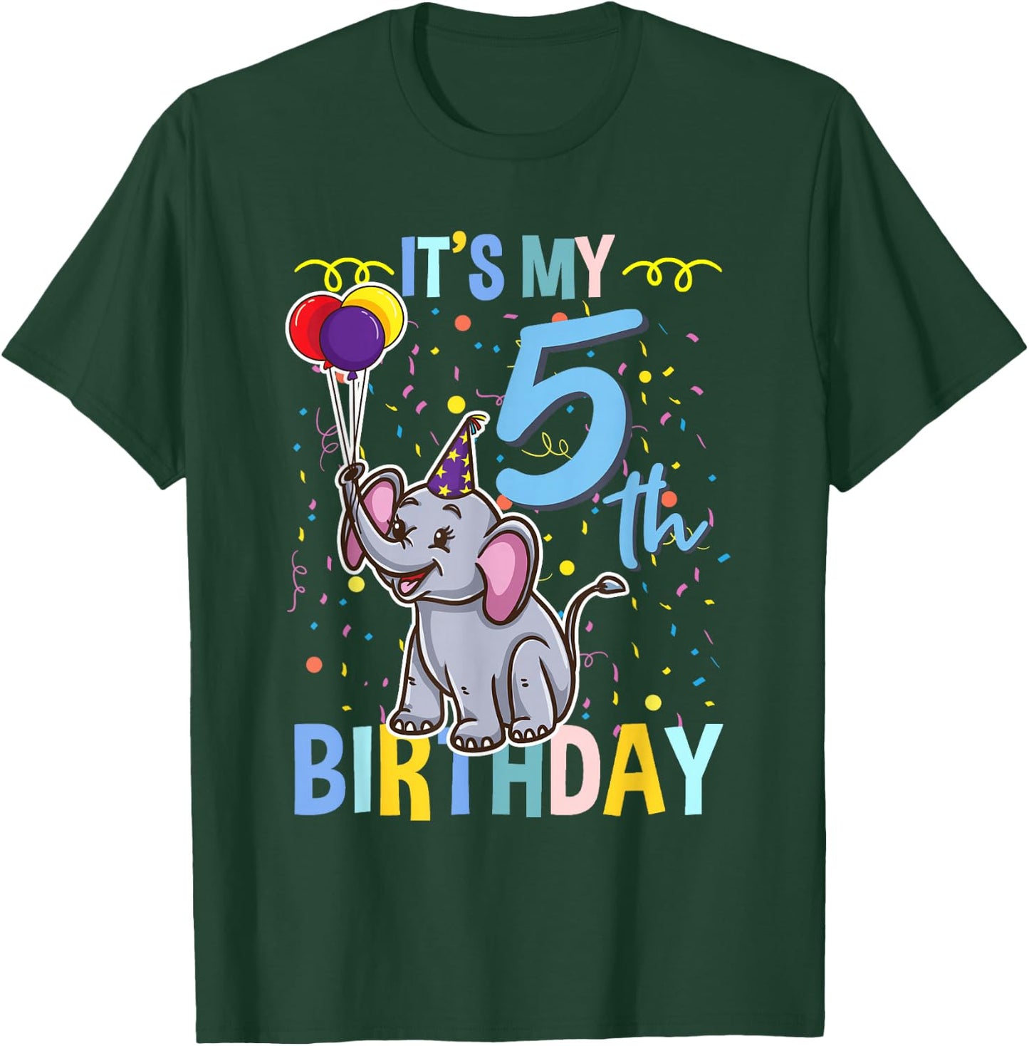 Its My 5th Birthday Elephant Animal Lover T-Shirt - T-Shirt | Forest