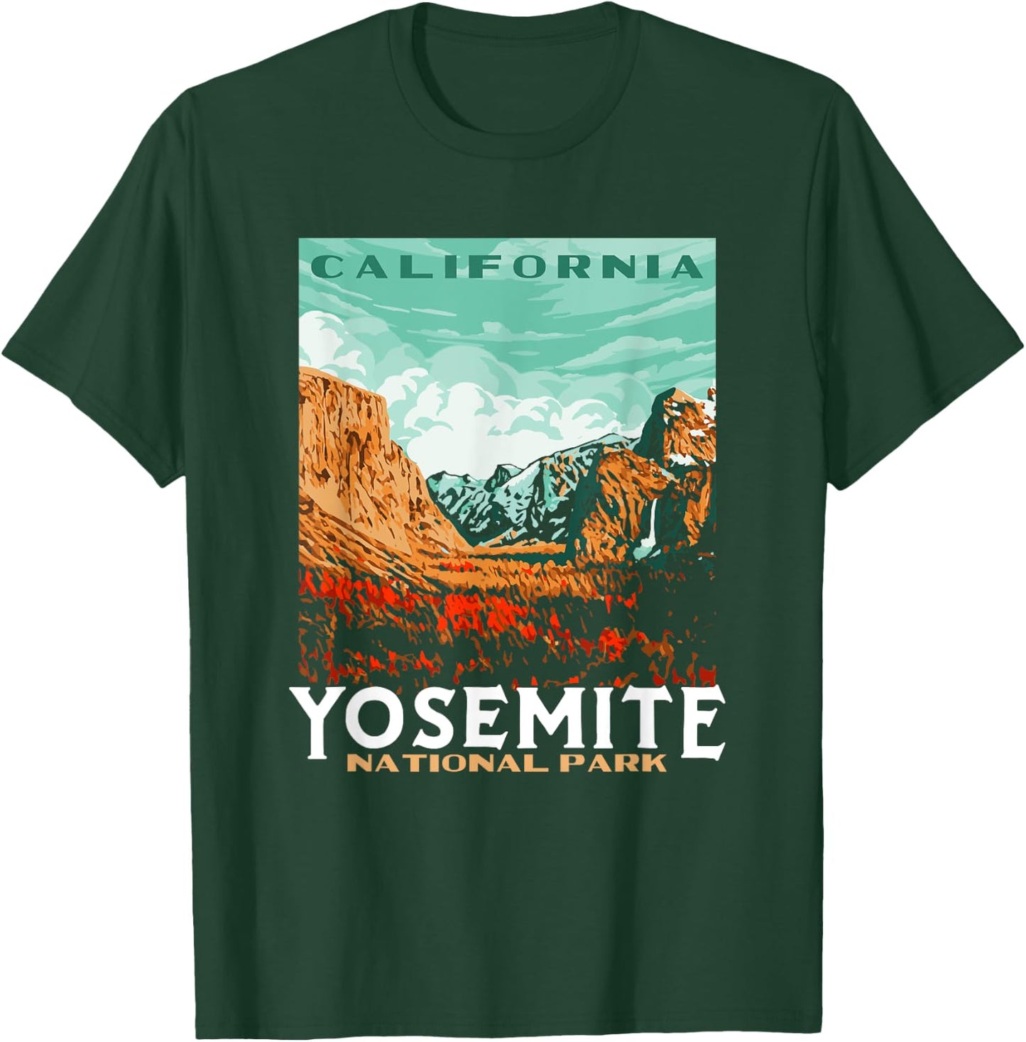 Retro Yosemite National Park Valley WPA Style Vintage T-Shirt - T-Shirt | Forest