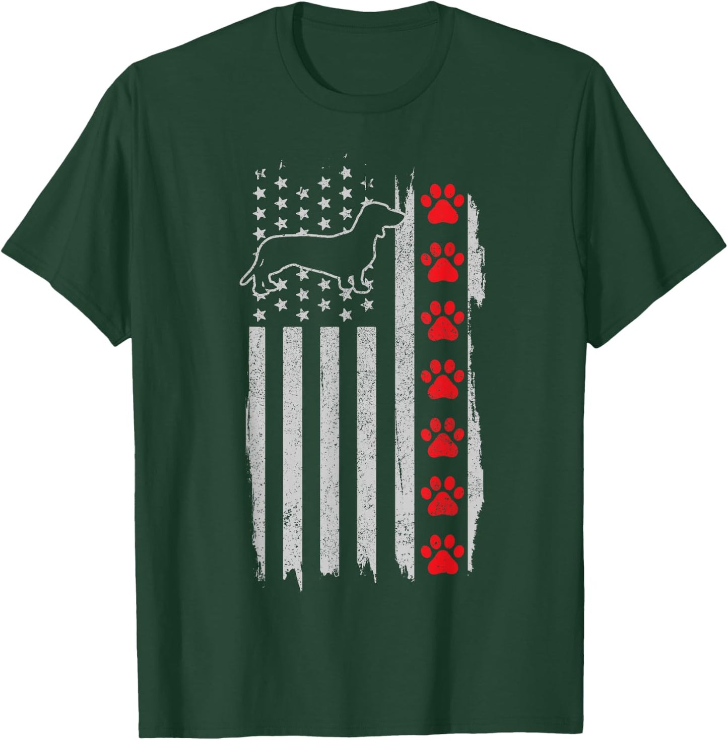 Dachshund American Flag 4th of July Patriotic Dog T-Shirt - T-Shirt | Forest