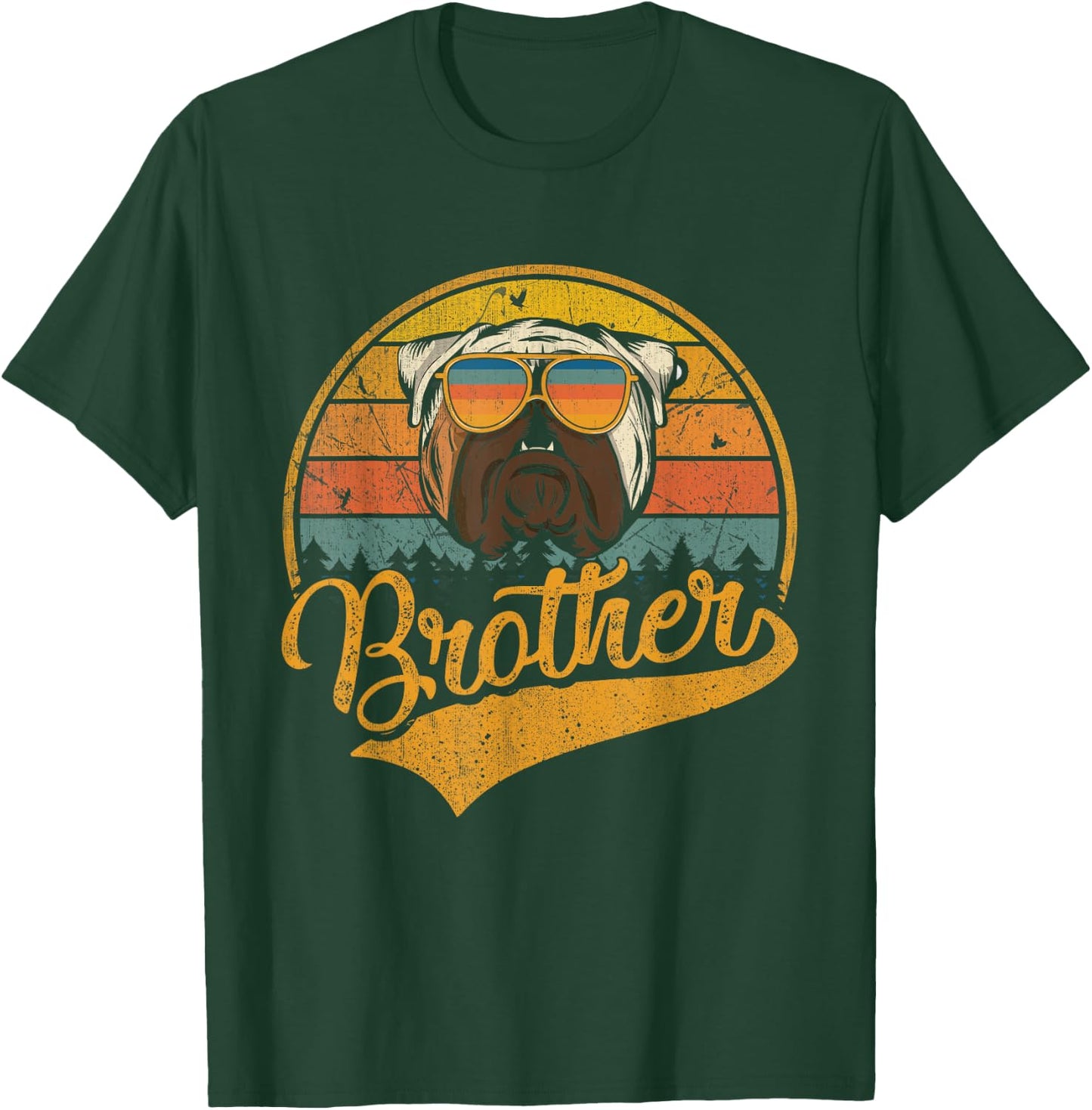 Father's Day Gifts Retro Vintage English Bulldog Brother Women Kids T-Shirt - T-Shirt | Forest
