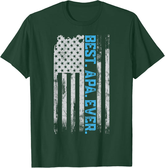 Best Apa Ever American USA flag Father’s Day gift Grandpa Men T-Shirt - T-Shirt | Forest