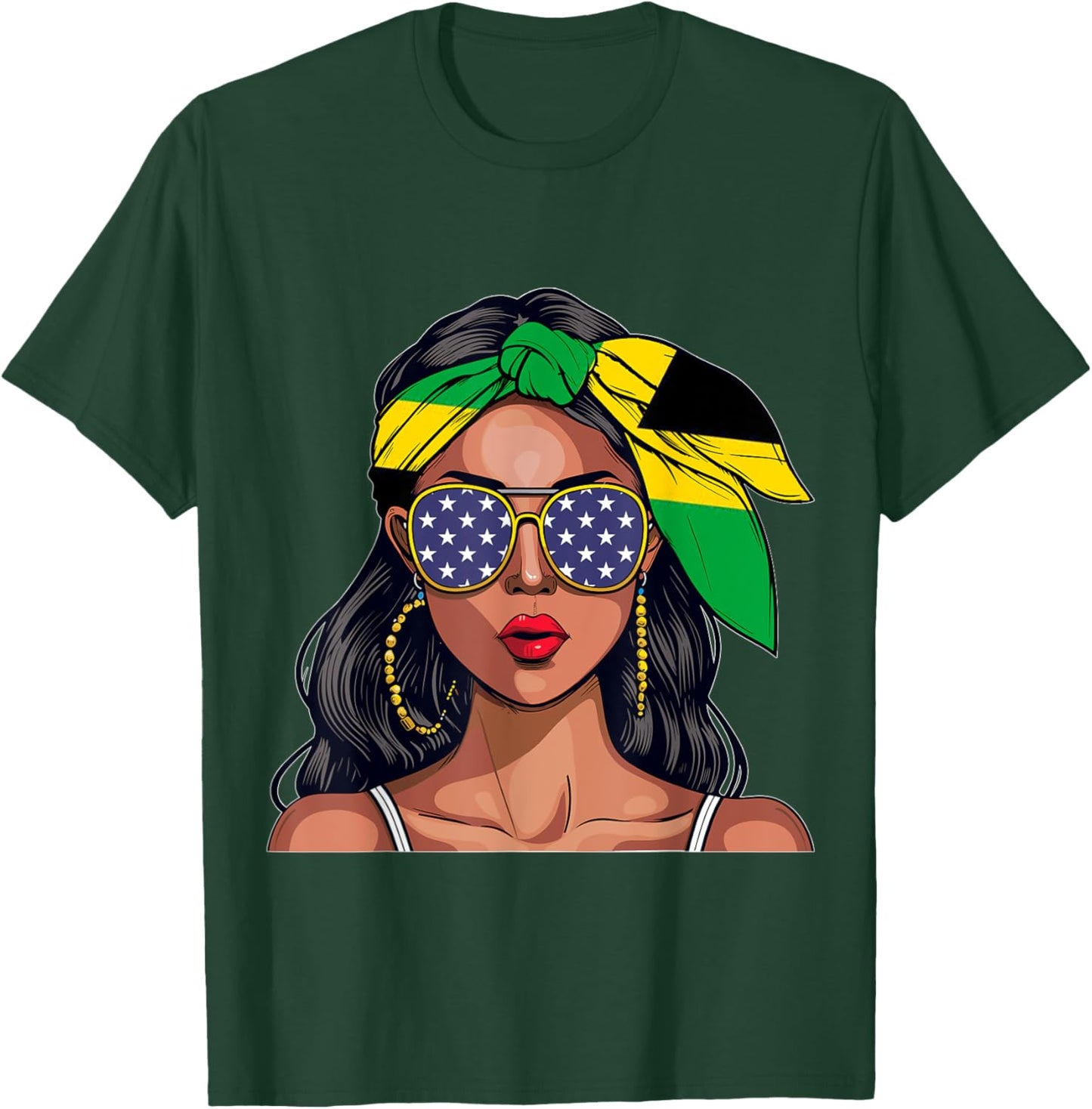 Jamaican Souvenirs Products Woman Flag American Jamaica T-Shirt - T-Shirt | Forest