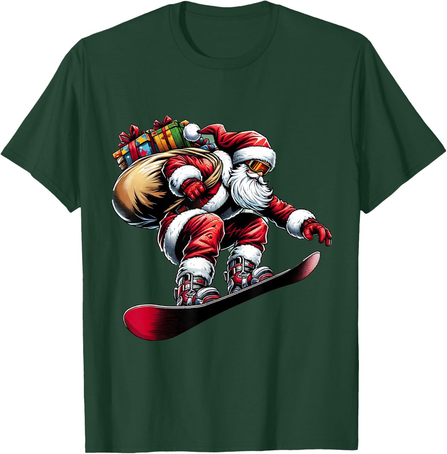 Snowboard Claus Santa Rider Christmas Snow Surfing Xmas T-Shirt - T-Shirt | Forest