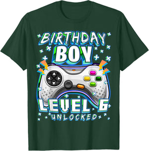 Level 6 Unlocked Video Game 6th Birthday Gamer Boys T-Shirt - T-Shirt | Forest
