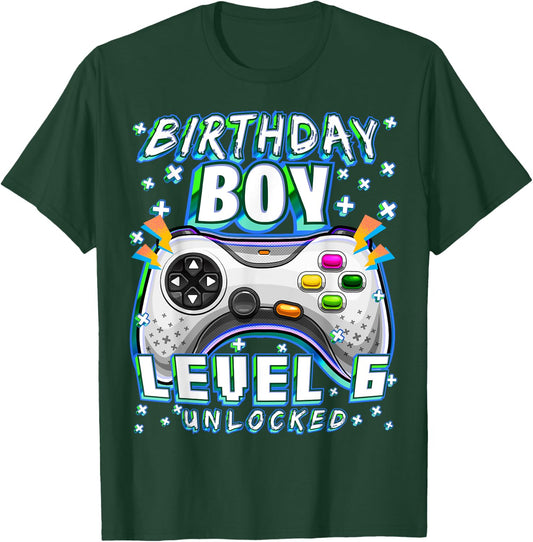 Level 6 Unlocked Video Game 6th Birthday Gamer Boys T-Shirt - T-Shirt | Forest