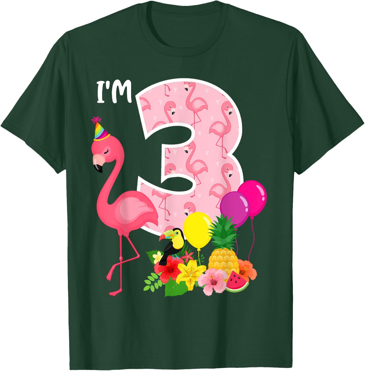 Flamingo Birthday I'm 3 Tropical Flamingo Theme 3rd Birthday T-Shirt - T-Shirt | Forest