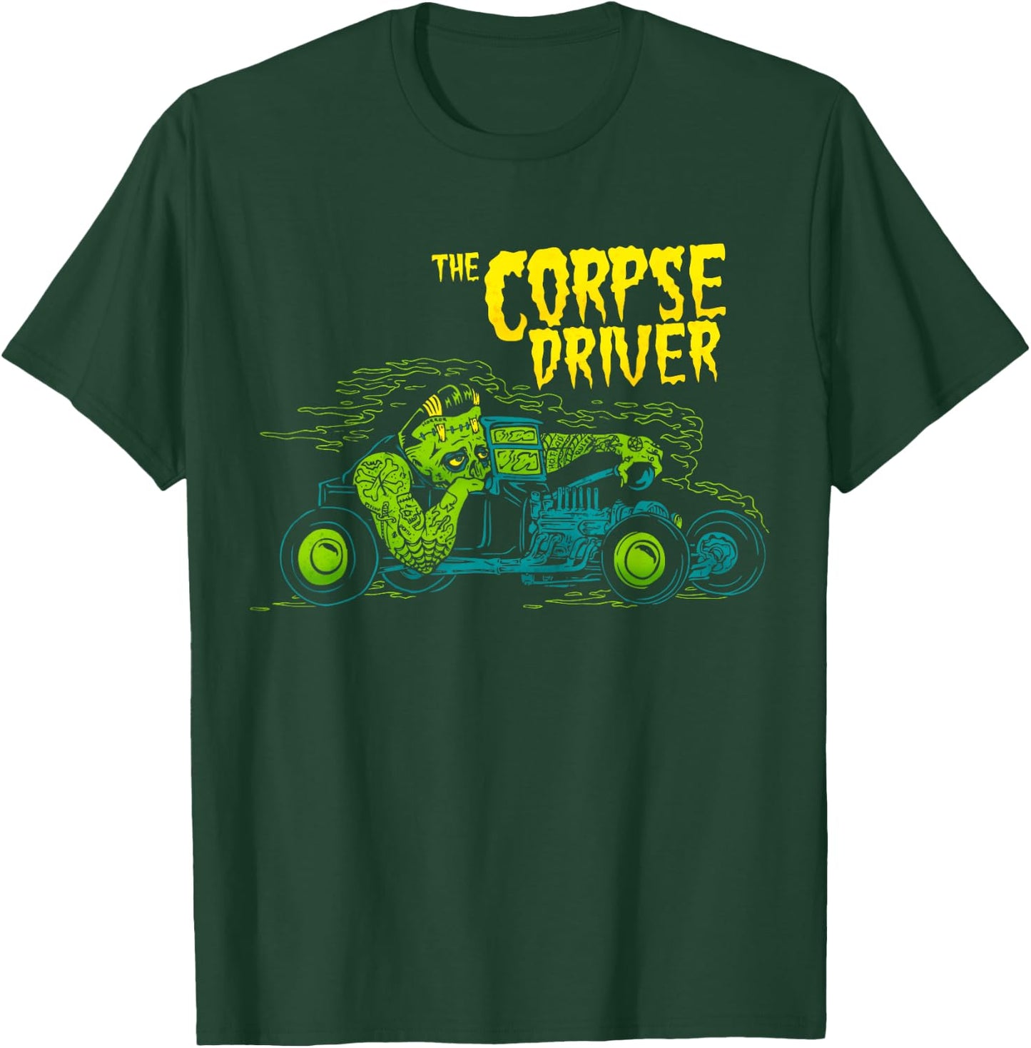 Horror Art - Corpse Driver Frankenstein Gasser Lowbrow Art T-Shirt - T-Shirt | Forest