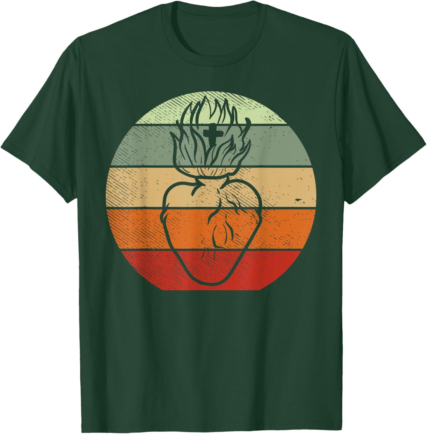 Heart Jesus Sacred God Religious Catholic Christian Gift T-Shirt - T-Shirt | Forest