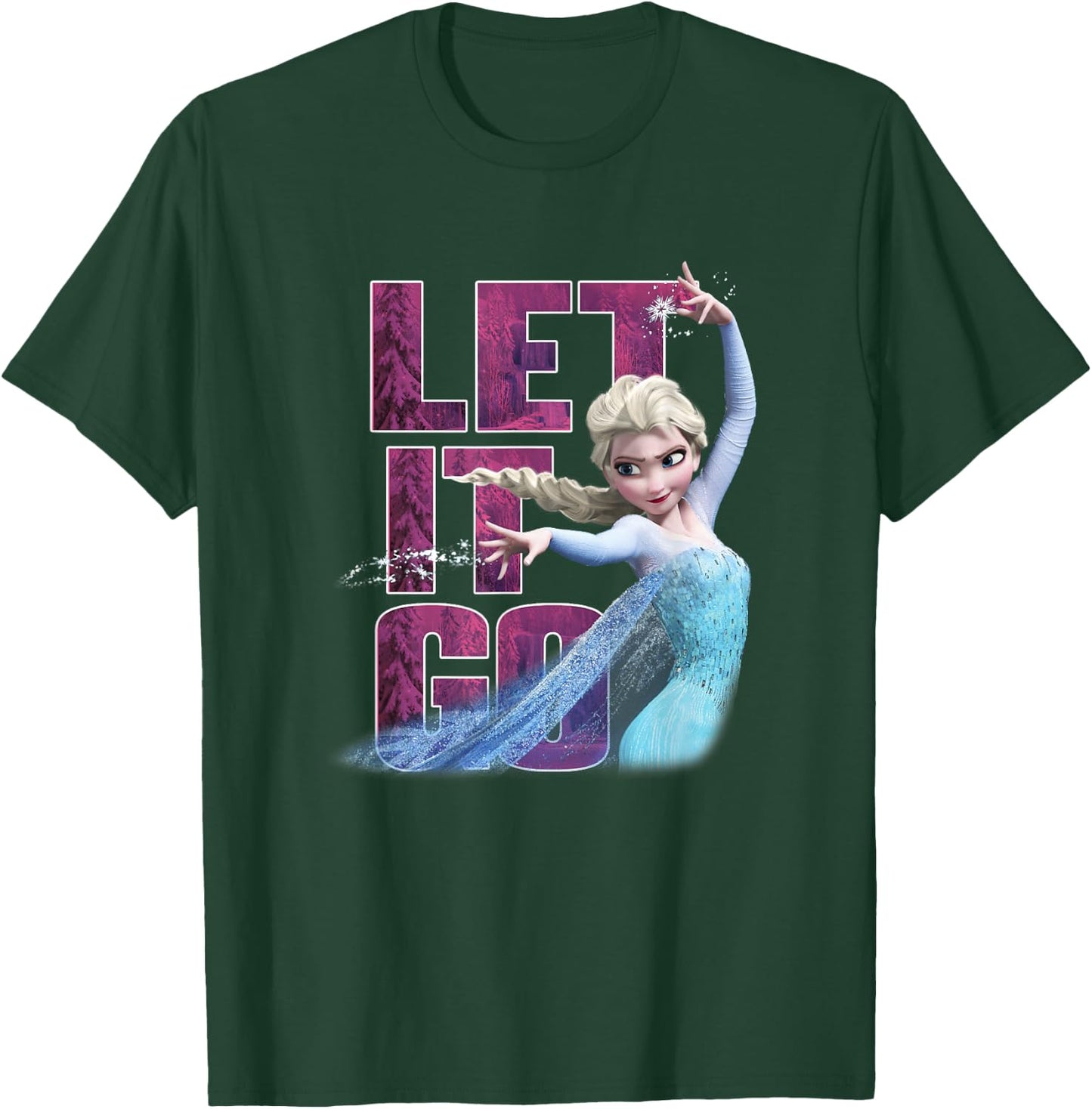 Disney Frozen Elsa Snow Queen Let It Go Sparkle Portrait T-Shirt - T-Shirt | Forest