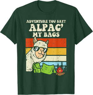 Adventure Alpaca My Bags Retro Camping Camper Men Women Kids T-Shirt - T-Shirt | Forest