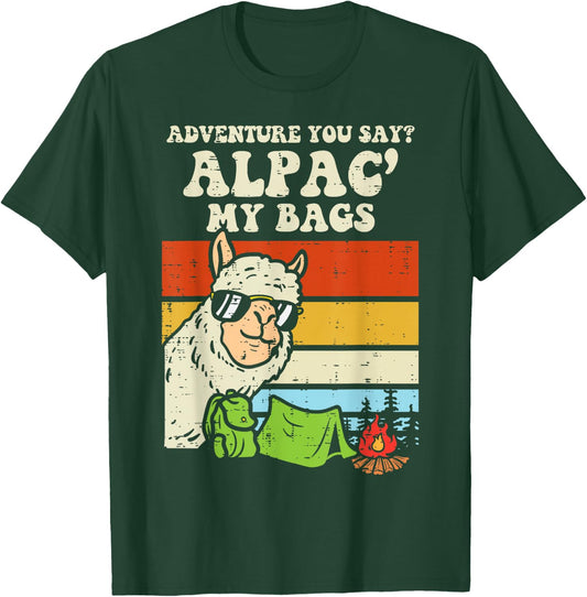 Adventure Alpaca My Bags Retro Camping Camper Men Women Kids T-Shirt - T-Shirt | Forest