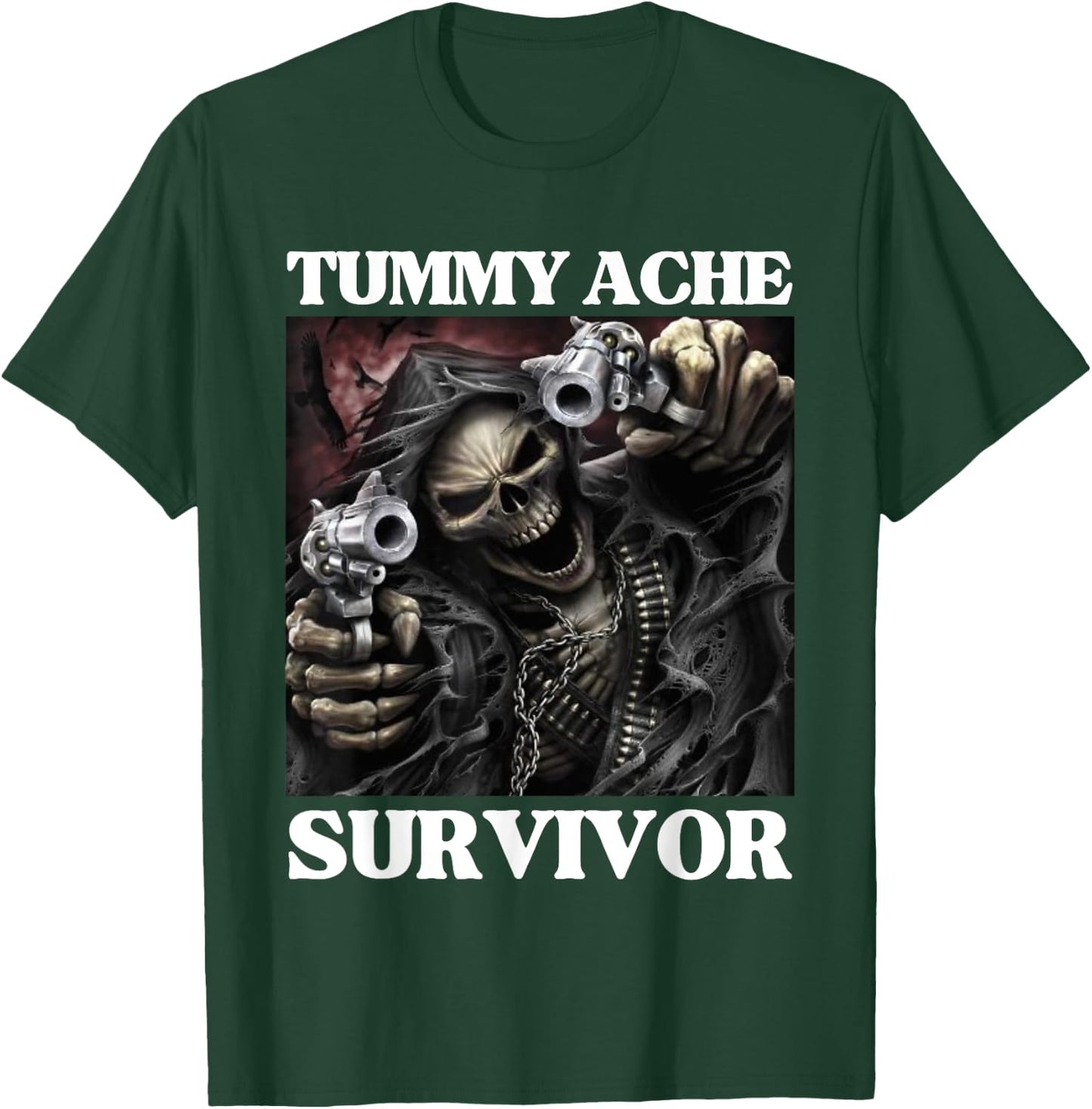 Tummy Ache Survivor Funny Cool Edgy Hard Skeleton Meme T-Shirt - T-Shirt | Forest