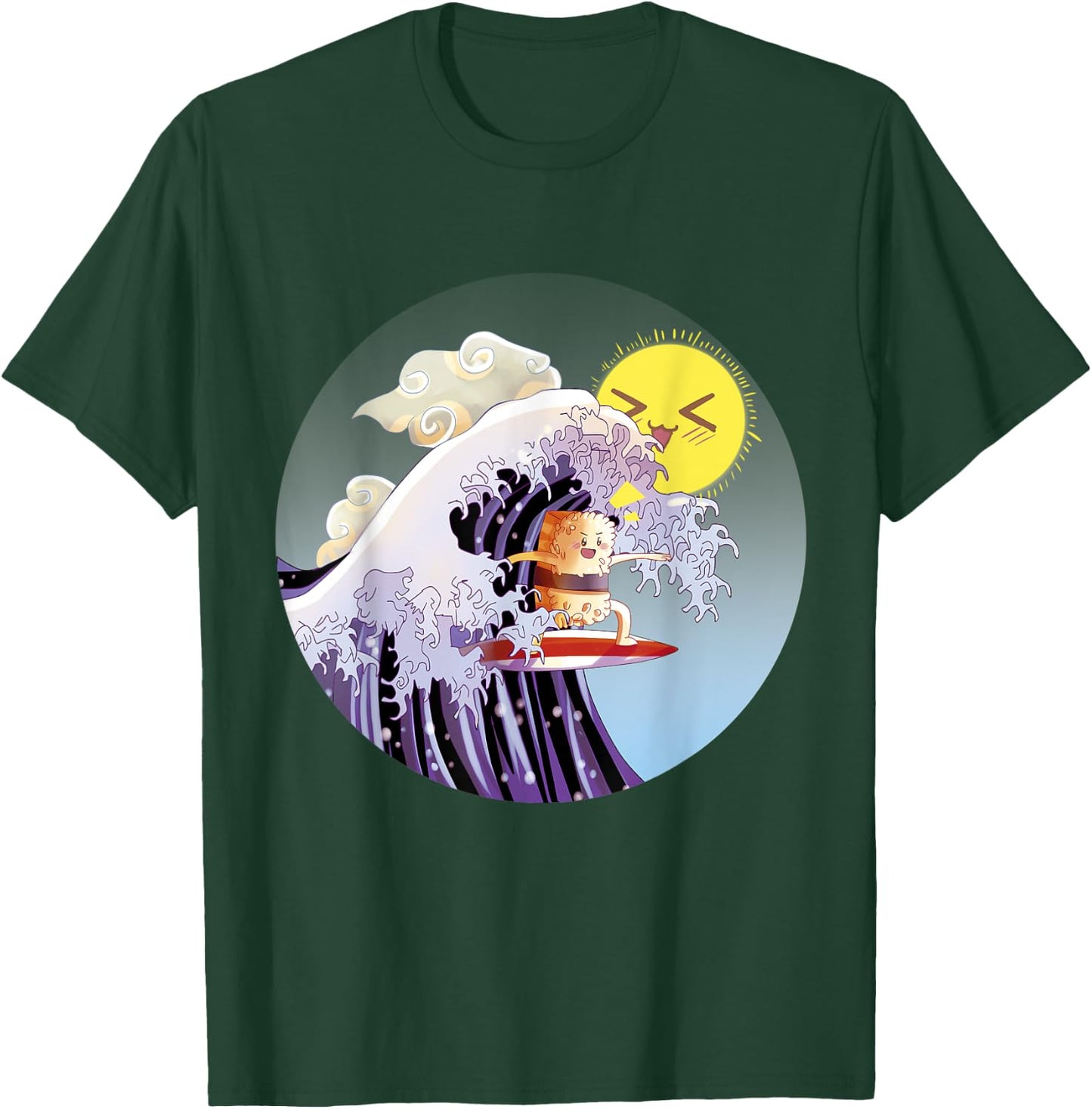 Sushi Surfing Kawaii Waves Gift Surfer Shirt Trendy Cute T-Shirt - T-Shirt | Forest