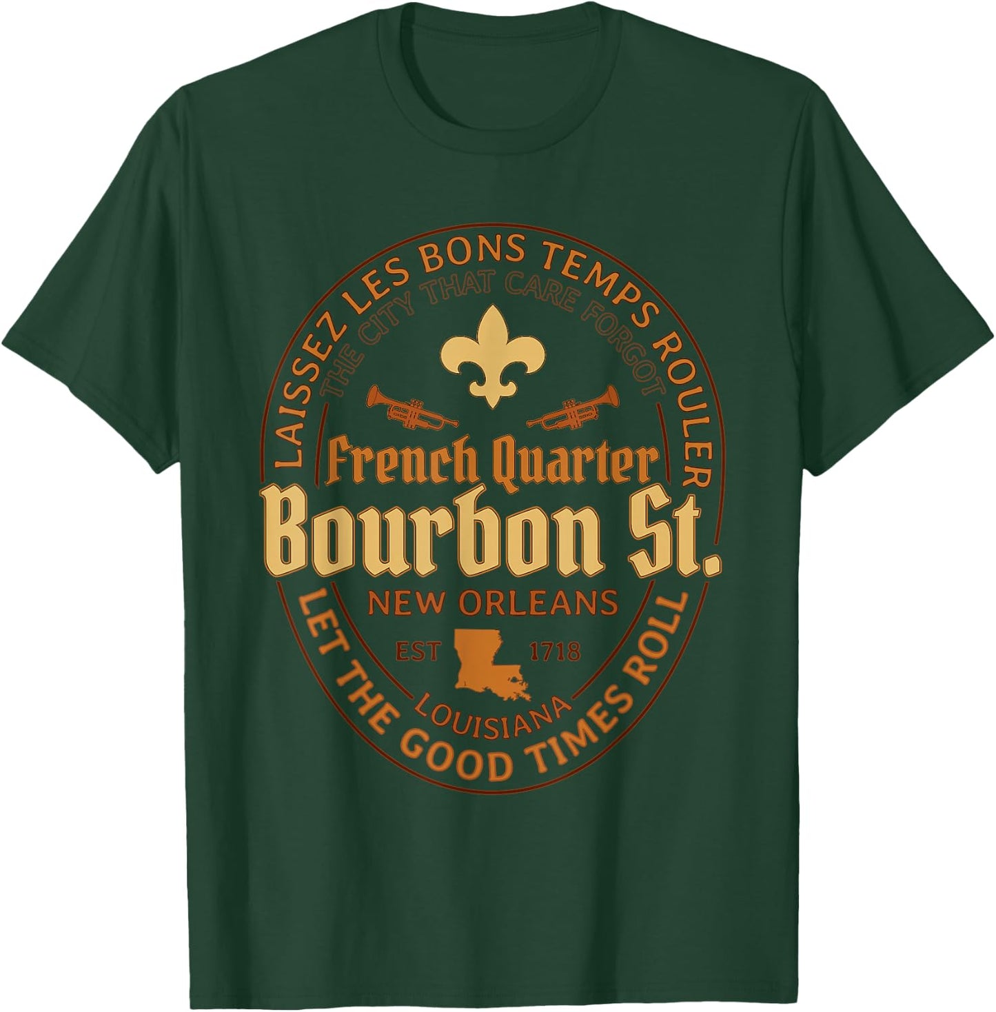 French Quarter Bourbon St New Orleans Souvenir Gift T-Shirt - T-Shirt | Forest