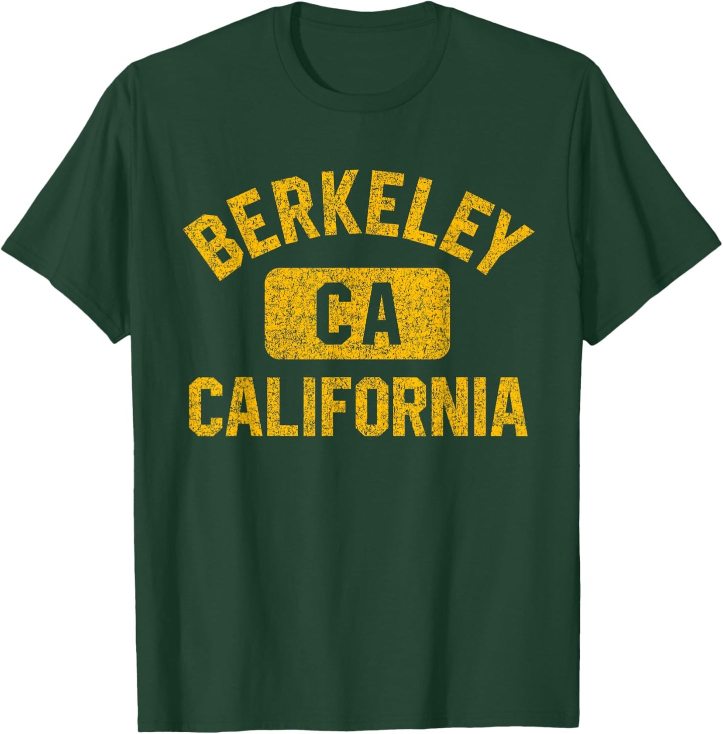 Berkeley CA California Gym Style Distressed Amber Print T-Shirt - T-Shirt | Forest