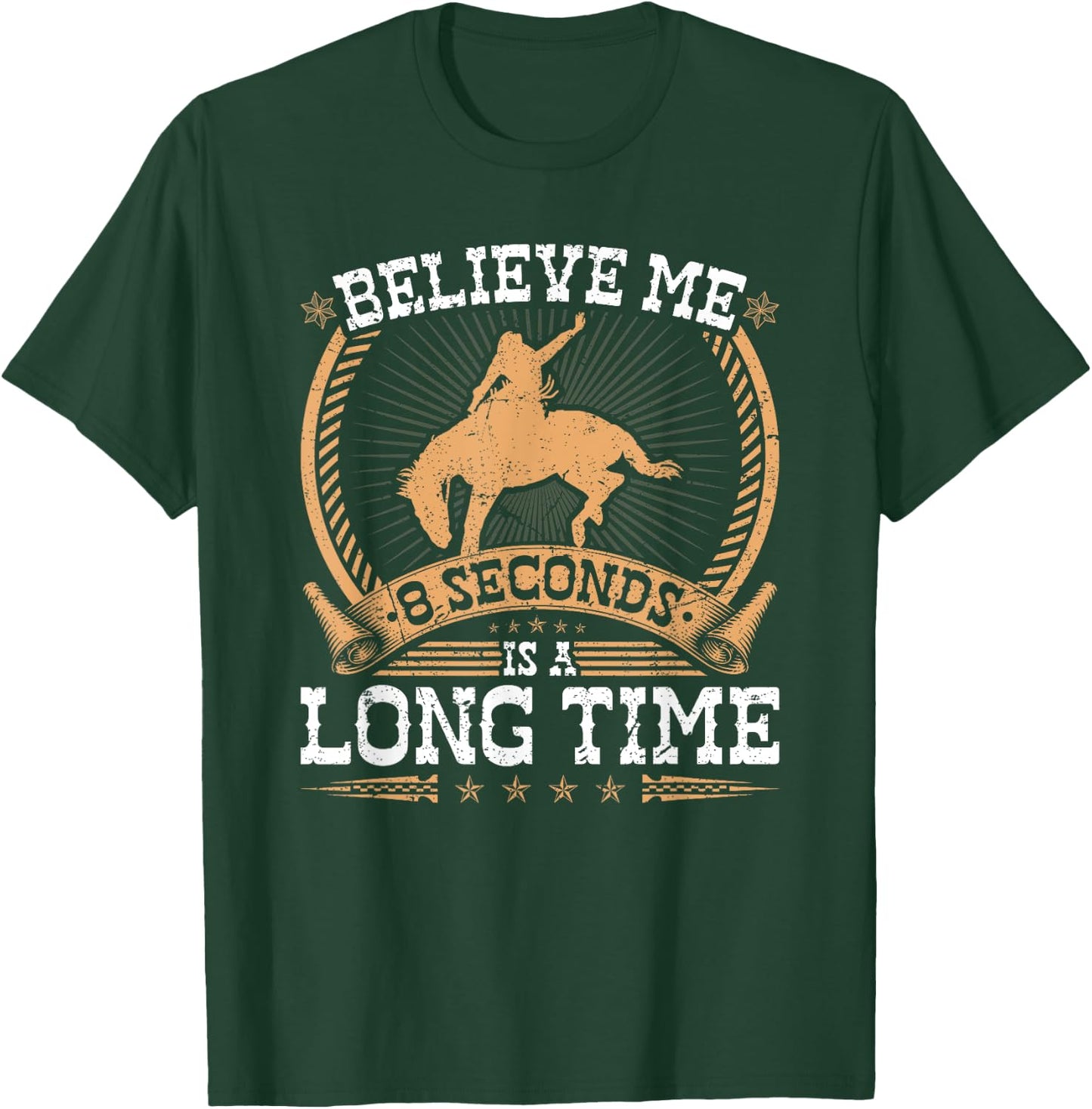 Bucking Bronco 8 Seconds Western Rodeo Cowboy Bronc Rider T-Shirt - T-Shirt | Forest