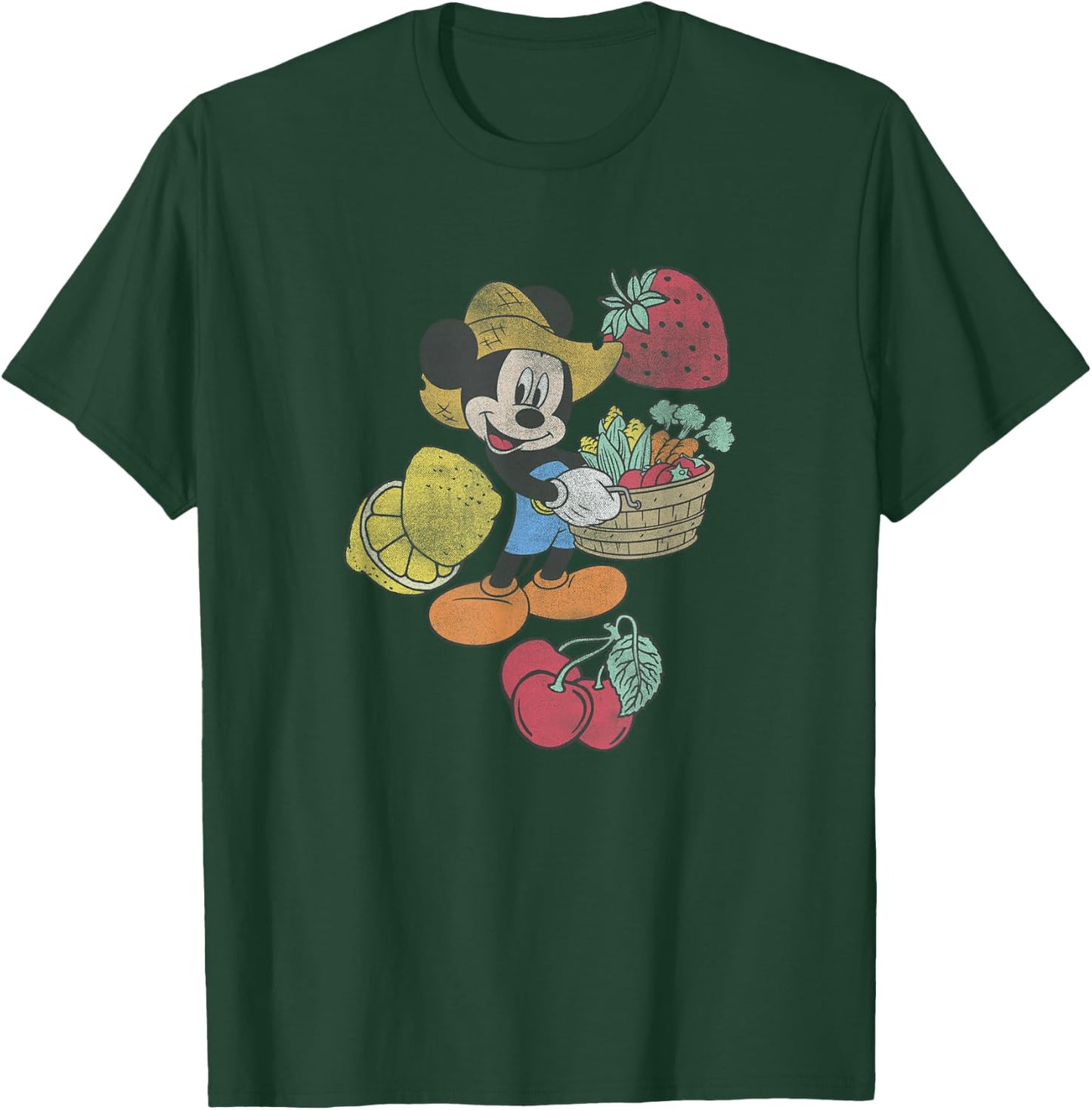 Disney Mickey Farming Fruits & Veggies Smiling T-Shirt - T-Shirt | Forest