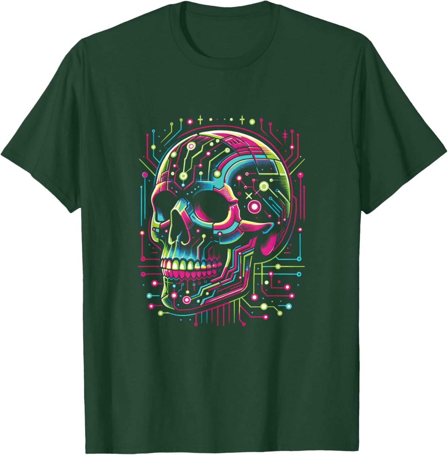 Vaporwave Skull Cyberpunk 80s 90s Era Retro Style Halloween T-Shirt - T-Shirt | Forest